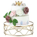 NUPTIO Gold Cake Stand Round : Acrylic Stands 30cm Diameter Geometric Metal Afternoon Tea Dessert Display Cup Cakes Tray with Acrylic Panel for Wedding Birthday Party Baby Shower Christmas Decorations