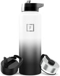 IRON °FLASK Sports Water Bottle - 40 Oz 3 Lids (Straw Lid), Leak Proof - Stainless Steel Gym & Sport Bottles for Men, Women & Kids - Double Walled, Insulated Thermos, Metal Canteen