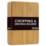 LARHN Premium Edition Wooden Chopping & Serving Boards - Perfect for Cutting, Preparing, Snacking and Sharing - 4 x Small (23x16.5cm) - 100% Bamboo