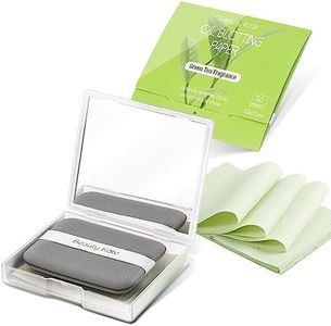 Beauty Kate Oil Blotting Sheets for Face, Paper Green Tea 100 with Portable Mirror Case & Makeup Puff