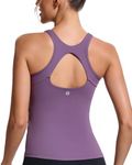 RUNNING GIRL Workout Tank Tops for Women Built in Shelf Bras Padded,Sleeveless Gym Tops Athletic Yoga Shirts(BX3062_Purple_M)