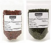 Natruen Szechuan Red+Green Peppercorn Whole 4 Oz Each, Red and Green Sichuan Peppercorns Variety Pack