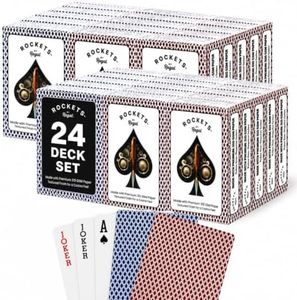 Regal Games [24 Decks] Rockets Bulk Playing Cards Set for Adults & Professionals - Poker Size Standard Decks for Blackjack, Poker, Canasta, Euchre - 310 GSM Linen Finish - Fun & Travel Playing Cards