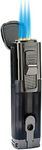 PROMISE by Honest Cigar Lighter Torch Lighter Windproof Triple 3 Jet Flame Lighter Butane Refillable with Built in Cigar Punch (Black)