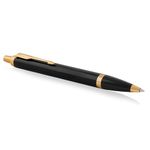 Parker IM Ballpoint Pen | Black Lacquer with Gold Trim | Medium Point Blue Ink | Gift Box