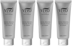 Vivo Per Lei Facial Peeling Gel - Contains Dead Sea Minerals and Nut Shell Powder - Gentle Face Exfoliator Scrub and Blackhead Remover - Peel Your Skin to a Fresher You - Pack of 4