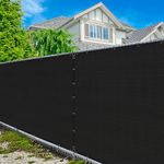 Amgo 4' x 50' Black Fence Privacy Screen Windscreen,with Bindings & Grommets, Heavy Duty for Commercial and Residential, 90% Blockage, Cable Zip Ties Included, (Available for Custom Sizes)