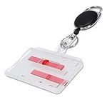 kwmobile Retractable Reel and Badge Holder - Double Card Holder with Belt Clip, Carabiner Hook and Keyring - for ID Cards, Passes and Badges - Black