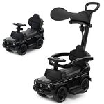 Costzon Push Car for Toddlers, 3 in 1 Mercedes Benz Stroller Sliding Walking Car w/Canopy, Handle, Armrest Guardrail, Underneath Storage, Horn Sound, Foot-to-Floor Ride On Toy for Boys Girls (Black)