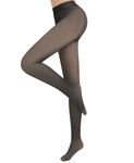 Cavotor Womens Fake Translucent Tights Control Top Pantyhose Butt Lifting High Waisted Opaque Tights (85g No Fleece Footed-Translucent Black,L)