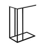 Monarch Specialties I 3760 Accent Table, C-shaped, End, Side, Snack, Living Room, Bedroom, Metal, Laminate, White, Black, Contemporary, Modern