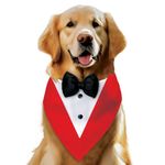 Pawsindia Tuxedo Bandana for Dogs, Crafted from Premium Fabric to Ensuring Proper Air Circulation and Adding a Touch of Trendy Style (Large, Red)