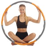 Weighted Hula Hoops for Adults Exercise at Home with just be... - Padded Hula Hoops for Weight Loss and Core Strength - Orange 1.2 kg - Exercise Equipment for Home Use And Gym