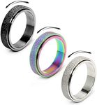 Titanium Stainless Steel Anxiety Ring for Women Spinner Ring Fidget Ring for Men Women Ring Spinning Ring 3 Colors Silver Rainbow Black Size 12
