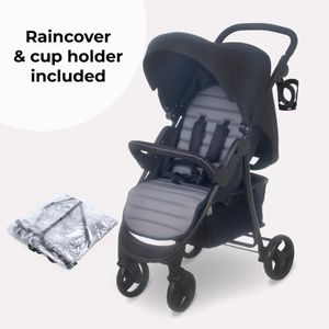 My Babiie MB30 Pushchair – Black Grey Lightweight Stroller