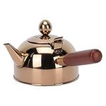 Zerodeko Stovetop Tea Kettle Stainless Steel Whistle Tea Kettle with Wooden Handle Stove Top Teapot Kettle for Stove Top Whistle Tea Pot Rose Gold Whistling Tea Kettle