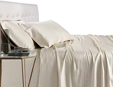 Royal Tradition Viscose from Bamboo Bed Sheets, Olympic Queen, Solid Ivory, Super Soft and Cool 4PC Sheet Set