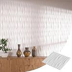 Art Deco 6 Square Wave 3D PVC Wall Panels 50cm x 50cm Waterproof, Paintable & Cut to Fit Any Space Interior Walls Decor