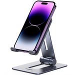 UGREEN Phone Stand Desk Mobile Phone Holder Adjustable Foldable Portable Desktop Table Travel Mount Aluminum Compatible with iPhone 16 Pro Max 15 Plus 14 13 12, Galaxy S24 S23 Ultra A15,Pixel 9,Redmi