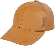 Zessano Genuine Leather Unisex Baseball Cap - 100% Sheep Leather Mens and Womens Baseball Cap with Adjustable Back Strap (Tan)