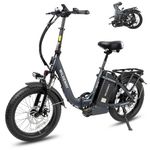 Wildeway 32Ah Battery Electric Bike for Adults Folding Ebike Step Thru Electric Bicycles for Women Men 20" Fat Tire E-Bike for Delivery Uber 750W 145KM Long Range