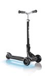Globber Ultimum Lights, Charcoal Grey - Foldable Scooter with Lights, 3 Wheels, Adjustable Handlebar, Wide Deck, Rear Braking, 100 kg Max Weight, 2 Years Warranty