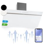 Klarstein Angled Exhaust Extractor Fan Hood, Smart Extractor Fan for Kitchens with Grease Filter, Powerful 514m³/h Airflow, IoT/Wi-Fi, RGB LED Lights, Low Noise, Class A++ Gas Cooker Hoods 90cm