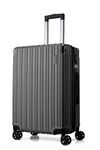 FLIEE Medium Suitcase Hard Shell | Lightweight Suitcase | Aluminum Telescopic Handle | TSA 3 Digit Combination Lock | 4 Dual Spinner Wheels | Medium 24" Hold Check in Luggage (Grey, Medium 24'')