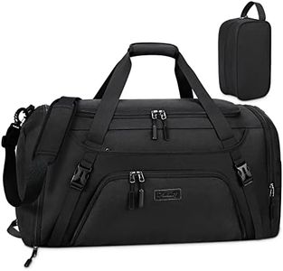 55L Travel Duffle Bag Waterproof Carry on Duffel Bag Weekender Duffle Bags Large Sport Gym Bag Overnight Bag for Men and Women with Shoe Compartment and Toiletry Bag, Black
