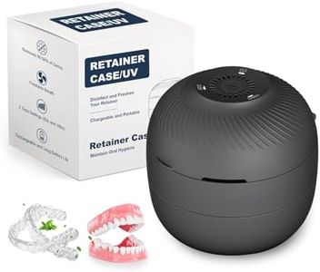 Retainer Case Denture Bath Case, Multipurpose Retainer Cleaner and Store Case with Light & Fan Functions, All-in-one Denture Bath Box for Aligner Night/Mouth Guard Denture and Pacifier