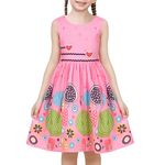 Sunny Fashion Girls Dress Pink Cartoon Flower Circle Dot Heart Colorful Spring Summer Age 9-10 Years