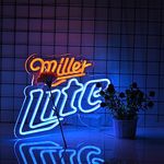 Neon Sign for Wall Décor Dimmable LED Lite Bar Neon Signs USB Powered Neon Art Signs for Pub Store Man Cave Party(Orange+Blue)