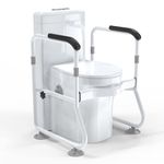 Toilet Safety Frame & Rails, Stability Bathroom Handrails Assist Grab Bar Handles & Railings for Elderly, Senior, Handicap & Disabled, Height & Width Adjustable, 300lbs Weight Capacity