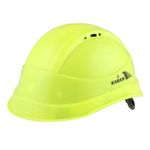 KARAM PN545 Safety Helmet for Men Industrial & Construction Helmet | Slider Type Adjustment Adjustable Chin Strap, Ventilation & Side Slot for Attachment | EN Certified Hard Hat | Fluroescent Green