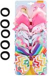 7pc 5" Large Hair Bows for Girls, JOJO Siwa Grosgrain Ribbon Hair Barrettes with Heart Emblem Accessories for Toddler