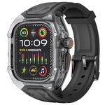 Delidigi Straps with Clear Case Compatible for Apple Watch Ultra/Ultra 2 Strap 49mm, Men Rugged Case Protective Bumper Cover with TPU Band for iWatch Ultra/Ultra 2(NO SCREEN PROTECTOR INCLUDED!)