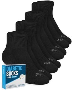 Doctor's Select Ankle Diabetic Socks for Women and Men - 4 Pairs | Diabetic Ankle Socks for Women | Neuropathy Socks, Black - 4 Pairs