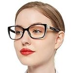 OCCI CHIARI Cateye Reading Glasses 2.25 for Women Medium Square Glasses Women's Premium Readers Glasses Modern Design (Black, 225)