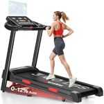Treadmill with Incline for Home, WENOKER 12% Auto Incline Treadmill with Handrail 300 lbs Capacity, 3.0HP Quiet Walking Pad Tread mill with App, Portable Folding Tread mill with Heart Rate & Wide Belt