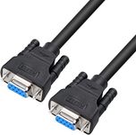 DTech DB9 Female to DB9 Female 2M RS232 Serial Cable Null Modem Cord Cross TX RX line for Data Communication PC Computer (6 Feet, Black)