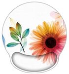 Meffort Inc Mouse Pad with Wrist Rest Support & Non-Slip Base, Durable Ergonomic Gaming Mousepad - White Flower Leaves