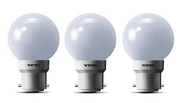 wipro Safelite N10002 B22 0.5-Watt Led Night Lamp (Warm White/Golden Yellow, Pack Of 3, Glass)