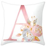 Eanpet Throw Pillow Covers Alphabet Decorative Pillow Cases ABC Letter Flowers Cushion Covers 18 x 18 Inch Square Pillow Protectors for Sofa Couch Bedroom Car Chair Home Decor (A)