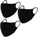 Black Cloth Face Mask 3 Pack,Washable, Reusable and Breathable Face Covering with Nose Wire and Adjustable Ear Protection Loops for Adult & Teens