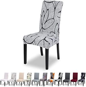 Lydevo Housse de Chaise Extensible Lot de 4 Housse de Chaise Salle à Manger Universel Lavable Moderne Couvre Couverture de Chaise pour Décor Salle à Manger Restaurant Hôtel Bouquet,Fleurs Grises