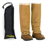 TurtleSkin SnakeArmor Snake Gaiters - Regular - Reversible Khaki / Camo Bundled with Nylon Storage Bag (Khaki/Khaki)