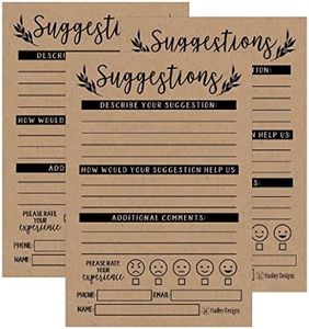 25 4x6 Rustic Feedback Comment Suggestion Card Forms for Customer Complaints, Business Employees, Restaurant Blank Refill Paper, Kraft Pad for Client Contact Info for Wooden or Metal Lock Box Holders