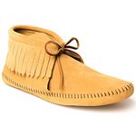 Minnetonka Men's Classic Fringe Moccasin Boot, Softsole Tan, 10