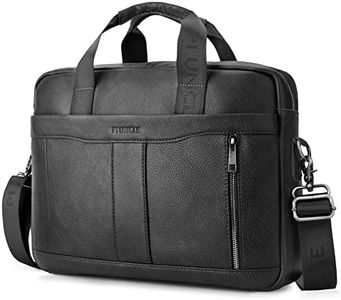 BAGZY Laptop Bag for Men Leather 15.6 Inch Laptop Briefcase Laptop Case Gifts for Men Laptop Messenger Shoulder Bag for PC Laptop Business Handbag Document Bag for Office Business College (Black 1)