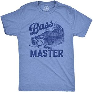 Crazy Dog Mens T Shirt Bass Master Funny Fishing Bass Pro Fish Graphic Novelty Tee for Fisherman Shirt with Adult Humor for Guys Light Heather Blue - BASS XL